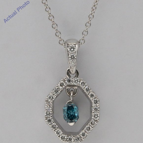 18K Gold Halo Diamnd Pendant Blue White Diamonds Si1 C19003009
